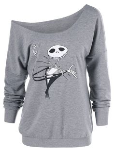wodceeke Womens Skew Neck Skull Print Cut Out Hollow Long Sleeve Tee Shirt Fashion Sweatshirts