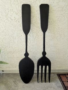 Giant Silverware Pier One I Had To Make Two Trips Get A Fork Hanging Wall Kitchen Decor Large Fork And Spoon By Alternativelighting 89 00