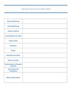 house sitter information sheet