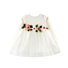 SHOBDW Good Material Toddler Infant Baby Girls Clothes Fashion Denim Tutu Tulle Princess Long Sleeve Summer Dresses Outfits Girls Dresses