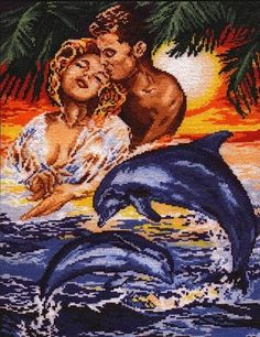 GRAFICOS PUNTO DE CRUZ GRATIS : DELFINES(22)