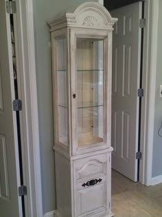 Repurposed Curio Cabinet Bathrooms Pinterest This Is A Curio Cabinet I Refinshed To Use For Bathroom Storage