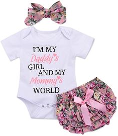 Infant Baby Girls Bodysuit Short-Sleeve Onesie Heart Hurt Print Outfit Autumn Pajamas