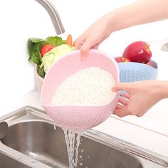 Plastic Kitchen Fruit Vegetable Drain Basket Basin Wash Filter Colander Tool
