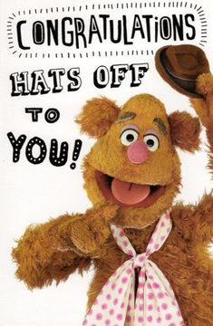 GBP - Fozzie Bear Hats Off Congratulations Card Disney Muppets Greeting Cards & Garden Congratulations Pictures, Engagement Congratulations, Congratulations Graduate, Good Morning Animals, Birthday Wishes, Birthday Cards, Koala Craft, Birthday Card Template, Positive Quotes For Life