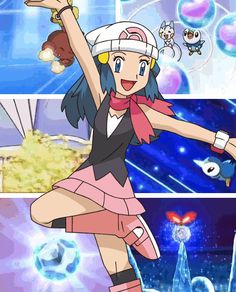 dawn and piplup from pokemon diamond and pearl anime