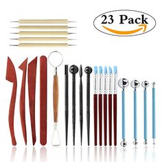 Ejiubas Clay Tools Kit 5 Silicone Blending Tool Rubber Brushes Paint Brushes 4 Modeling Clay Sculpting Tools Set
