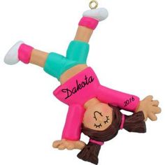 Girl with Doll Personalized Christmas Ornament 3.5 Tall Free Customization by Calliope Designs Handpainted Resin Blonde Hair