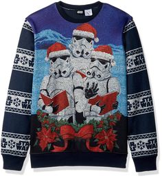 Star Wars Mens Dark Side Fair Isle Christmas Sweater L Blue