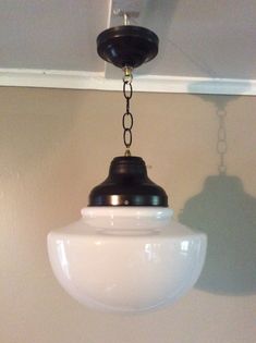 2 VTG ANTIQUE ART DECO INDUSTRIAL SCHOOLHOUSE LIGHT FIXTURE GLASS GLOBE SHADE
