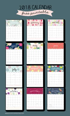 I’m so excited to share with you the 2018 Printable Calendar! This year, I’ve added some fresh new designs, as well as a few returning designs from previous years. If you are someone wh… Agenda Planner, Diy Planner, Planner Pages, Journal Planner, Happy Planner, Weekly Planner, Planner Calendar, College Planner, College Tips