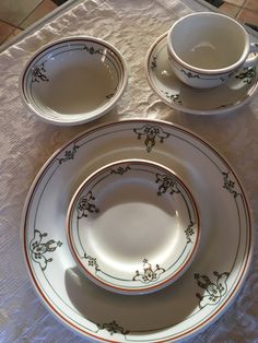 Vintage French Plates Roses Art deco Art Nouveau Very Beautiful Dining plates