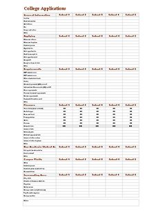 college comparison spreadsheet