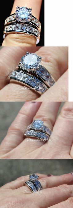 Sterling Silver Princess Cut Zircon Bague De Fiançailles Mariage Band Set Tailles 4-11