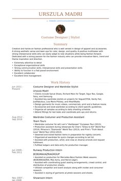 fashion stylist resumes
