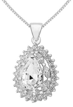 Goldmaid Women S 925 Sterling Silver Necklace Part Red Gold Planted Tuscany Silver Sterling White Cubic Zirconia Cer Teardrop Pendant On Chain Necklace Of 46cm