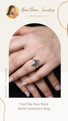 Solid Silver Ring Black Rutile Ring Mother/'s Day sale Pear drop Ring Tourmalated quartz Ring 925 Sterling Silver Ring Silver Ring