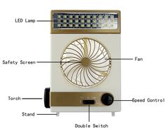 Blue Ansee Solar Fan Camping Fan Cooling Table Fans 3 in 1 Multi-Function with Eye-Care LED Table Lamp Flashlight Torch Solar Panel Adaptor Plug for Home Use Camping