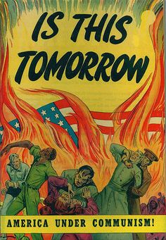 AMERICA ANTI SOCIALISM 1950’S ERA COLD WAR COMMUNIST ART POSTER ON REAL CANVAS