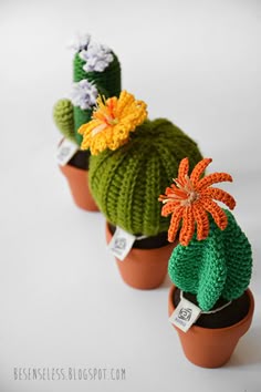 amigurumi crochet cactus <i>вязание игольницы все</i> in clay pots - cactus all'uncinetto in vasi di terracotta - besenseless.blogspot.com