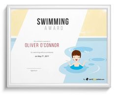 swimming certificates template