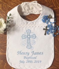 Christening Bib with Cross and personalised girls name pink Baby Bandana Bib