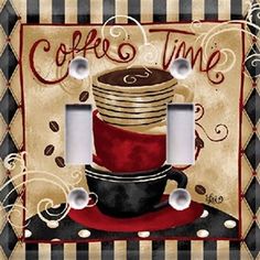 Coffee Time Light Switch Cover Kitchen Decor Choose Your Plate Coffee Time Double Light Switch Plate Cover Room Decor