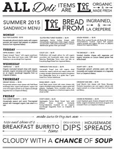 deli menu templates