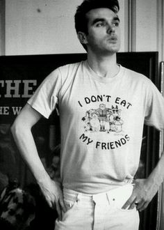 MORRISSEY I DON/'T EAT MY FRIENDS LOGO MENS WHITE T-SHIRT SIZE S M L XL 2XL 3XL