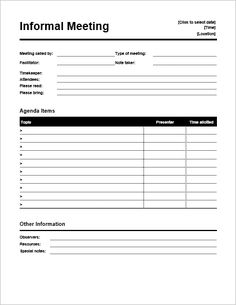 basic meeting agenda template