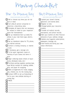 moving checklist