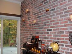37 Best Brick Tile Walls And Fireplaces Images On Pinterest This Is A Second View Of Brick Tile Office Wall With Custom Made Votive