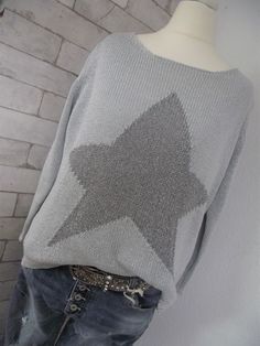 Kette 36 38 40 rosa silber Glitzer Oversize Pullover Strick Damen Pulli m