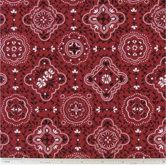 Cotton Sewing Quilting YARD Red /& White Circle Ring Ribbon Calico Fabric