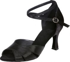 Womens Latin Ballroom Shoes Best Tango Shoes Kitten Heel Body Straps Salsa 1018 Black US Size6 3IN
