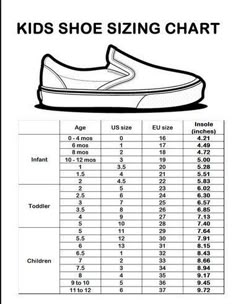 Vans Kids Shoe Size Chart Style For The Kiddos Size Listed Are Junior Women Sizes If Interested In These Kids Please Review The Shoe Chart Below Inbox Us Price Will Be Er