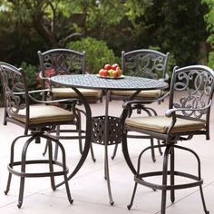Darlee Santa Monica Cast Aluminum Outdoor Patio Bar Set With Cushions 42 Inch Round Darlee Santa Monica Cast Aluminum Outdoor Patio Bar Set With Cushions 42 Inch Round