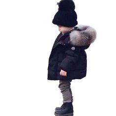 Digirlsor Toddler Baby Hooded Down Jacket Kids Boys Girls Thicken Winter Warm Coat Fleece Outerwear,1-7 Years