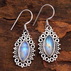 Mode 925 Silber vergoldet Regenbogen Mondstein Ohrring lange Dangle Ears Studs.