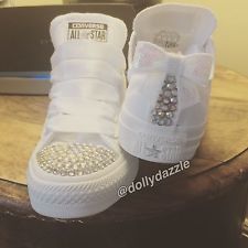 Zapatillas Converse Con Cristales Encajes Y Por Thecherishedbride Wedding Personalised Bling Customised Converse Las Shoes Bridal Trainers 3 8