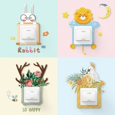 Creative Resin Switch Stickers Wall Decor Switch Cover Socket Electrical Fitting
