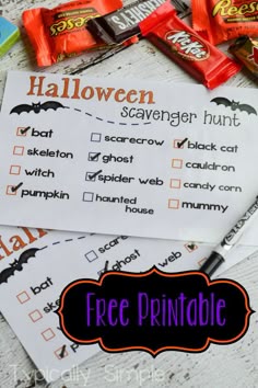 halloween scavenger hunt free printable