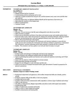 veterinary assistant 3 resume templates resume examples resume resumes for personal assistants
