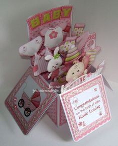 3D Easy Die Cut Card TOPPERS Baby Girl Pram Bottle Cradle Booties Bib Type 3