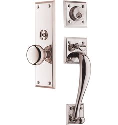 solid brass entry door handleset in brushed nickel door handle