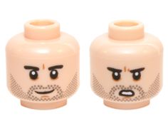Lego Light Flesh Minifig Head x 10 Beard Black Bushy Eyebrows Moustache Pattern