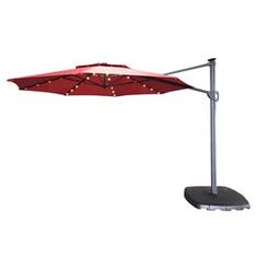 11 Ft Offset Patio Umbrella With Solar Led Lights In Tan 398 Simply Shade Red Offset Pre Lit 11 Ft Patio Umbrella With Base Ag45rld