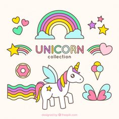 Desenho Bonito Do Unicornio Com Acessorios Encantadores Unicorn IllustrationCute Desenho Bonito Do Unicornio Com Acessorios Encantadores Unicorn IllustrationCute
