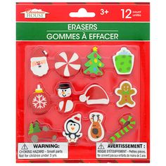 6pc Elf Erasers Rubbers School Pencil Case Festive Stationery Christmas Shelf