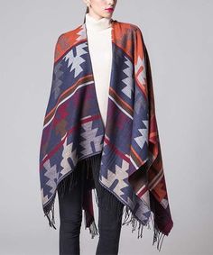 Oversized loose plaid Print Boho ruana Poncho Wrap shawl scarf Sweater